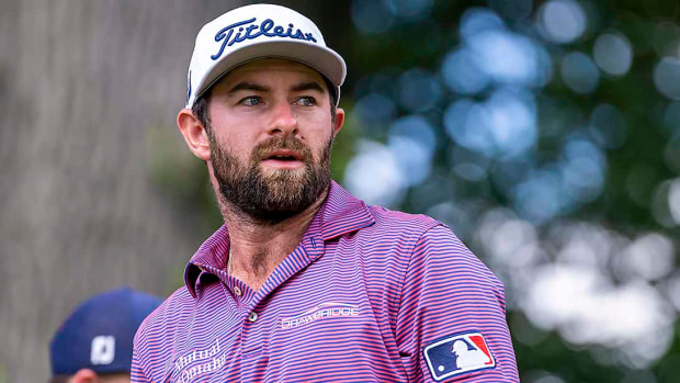 Cameron Young looks on at the 2022 Rocket Mortgage Classic.